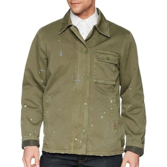 Hudson Jeans Distressed Army Green Military Jacket - Picture 2 of 3